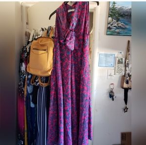 See by Chole Size 4 Pink & Blue Floral Shirt Dress